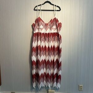 Plus size pink & red Eloquii dress w/ chevrons